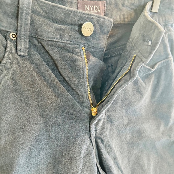 NYDJ Marilyn Straight Leg Velveteen Pants Size 6P Petite Dark Blue Velvet Jeans - Picture 9 of 12